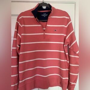 Vineyard Vines Salmon Striped Quarter Zip